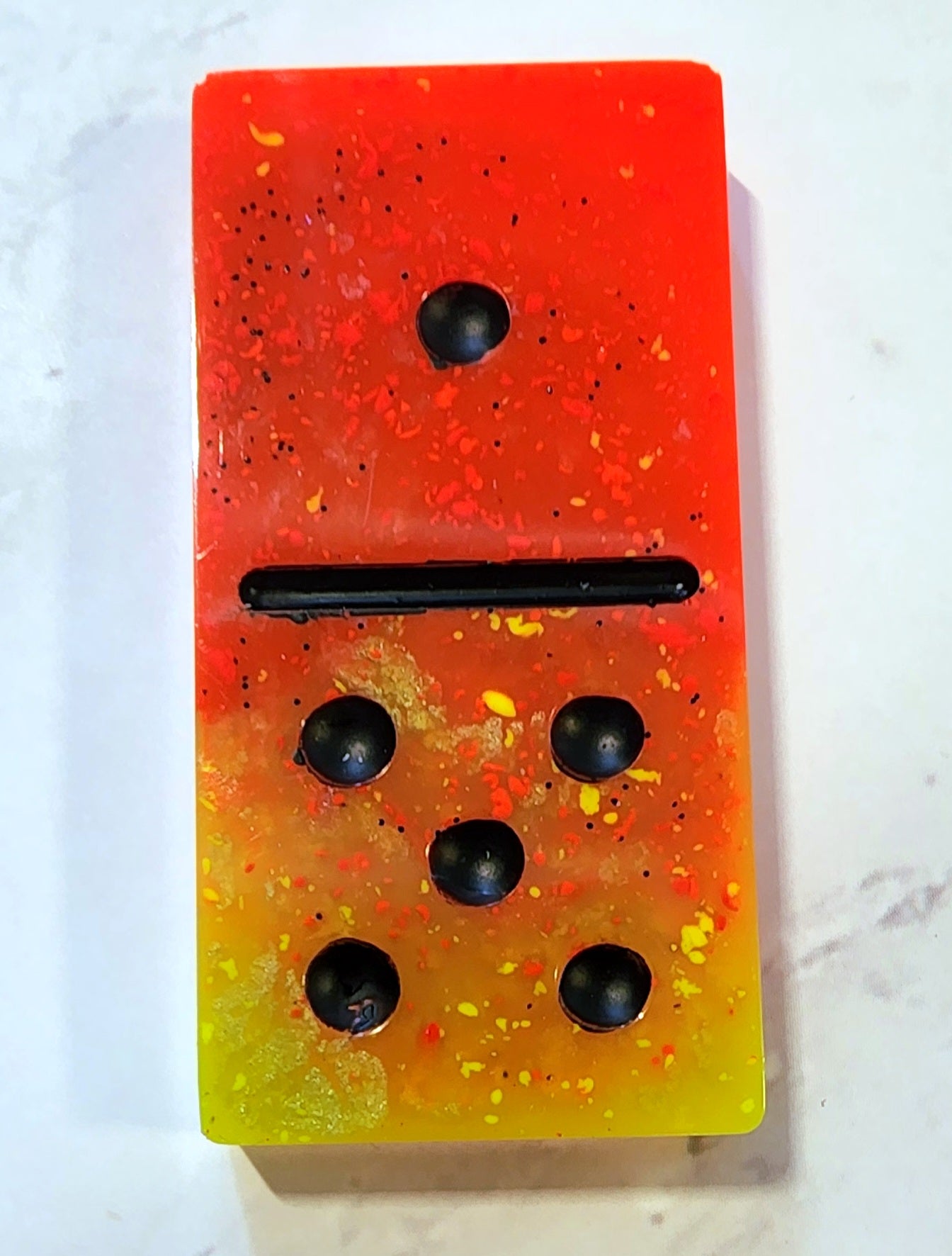 Handmade Resin Dominos - Single Set of 28 Tiles for Kids Ages 3+, Fun Educational Toy for the Classroom or Home - Fire Play Domino Set