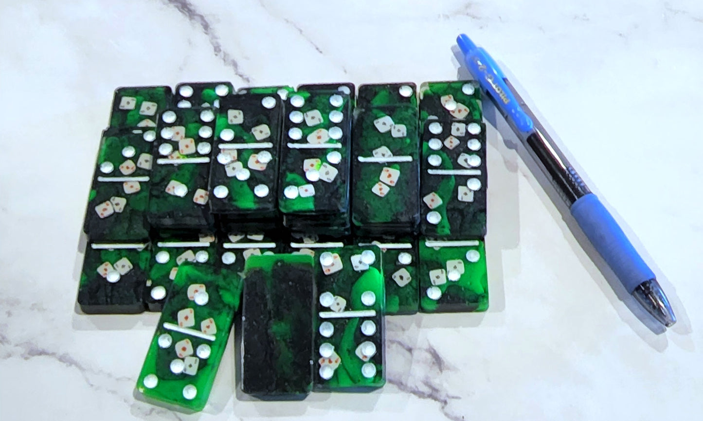 Handmade Resin Dominos - Single Set of 28 Tiles for Kids Ages 3+, Fun Educational Toy for the Classroom or Home - Poker Rules Domino