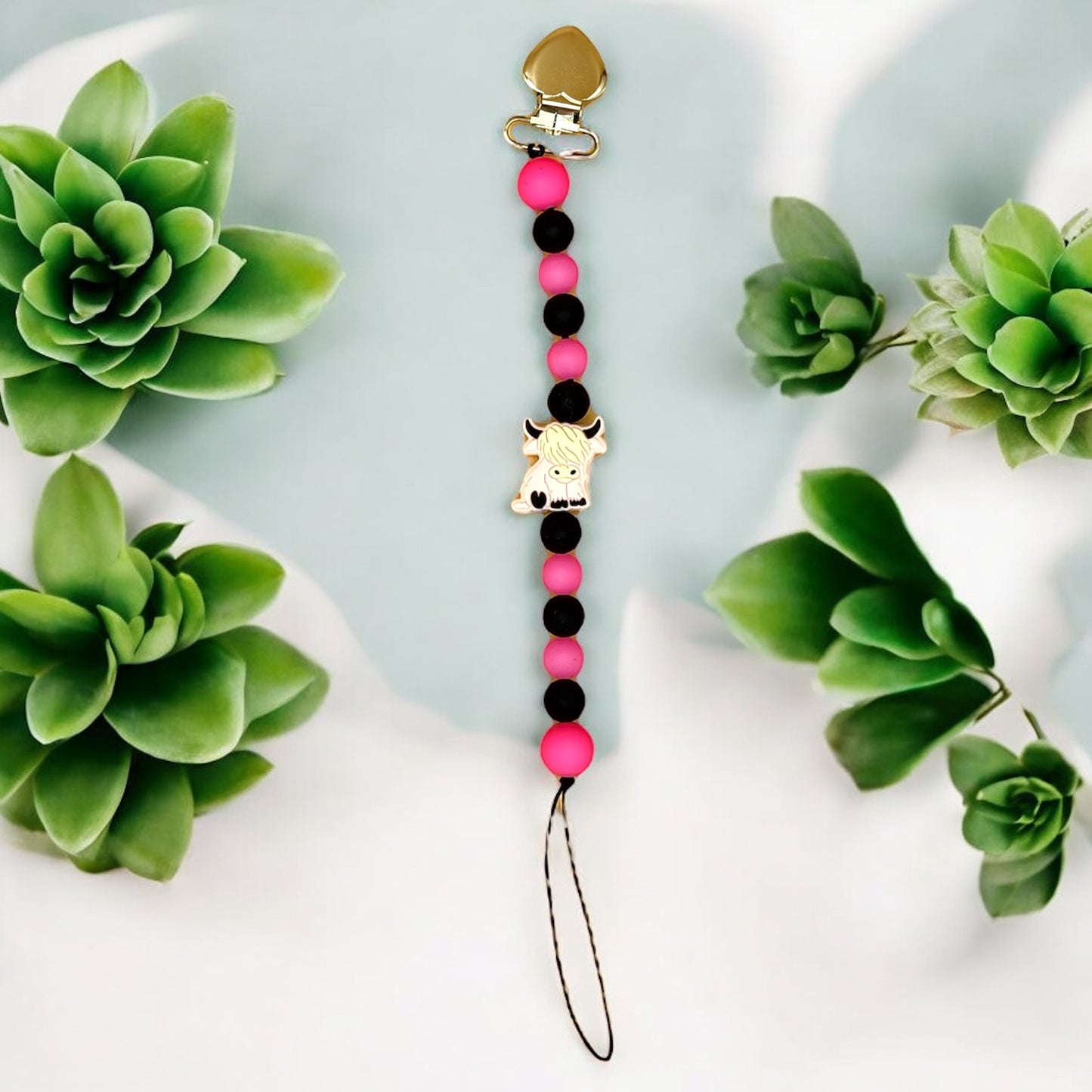 Silicone Beaded Pacifier Clip ~10” Length, Food-Safe Silicone, Multiple Cute Designs to Choose From! Glow in the Dark Series