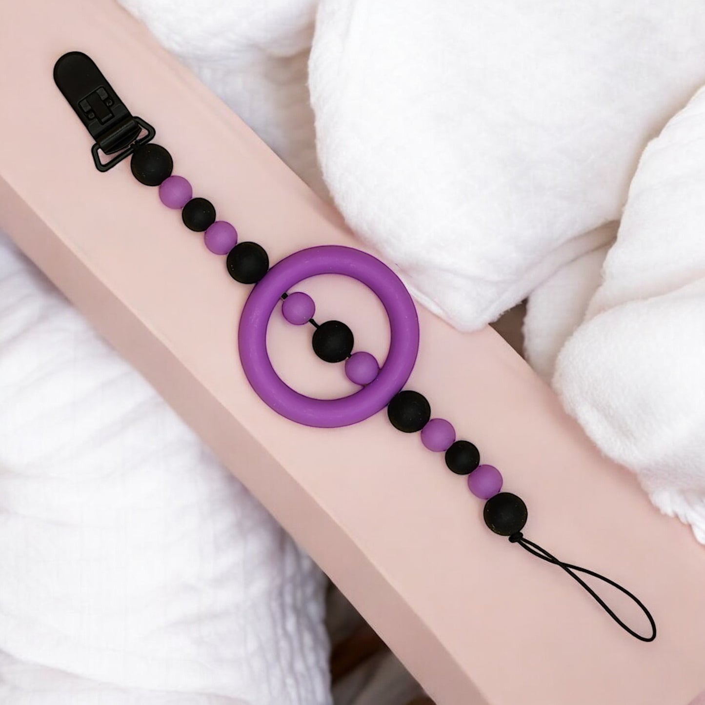Silicone Beaded Pacifier Clip ~10” Length, Food-Safe Silicone, Multiple Cute Designs to Choose From! Glow in the Dark Series