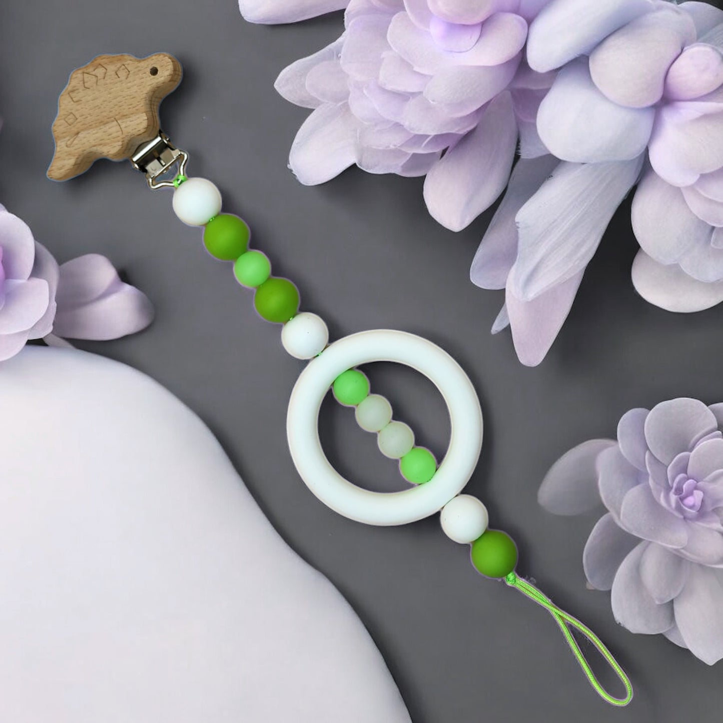 Silicone Beaded Pacifier Clip ~10” Length, Food-Safe Silicone, Multiple Cute Designs to Choose From! Glow in the Dark Series