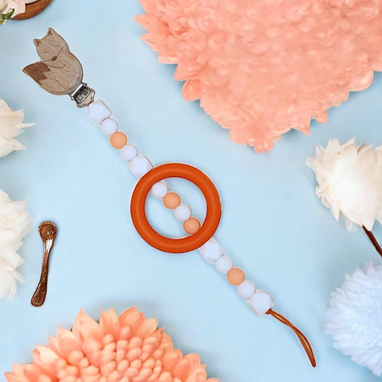 Silicone Beaded Pacifier Clip ~10” Length, Food-Safe Silicone, Multiple Cute Designs to Choose From! Glow in the Dark Series