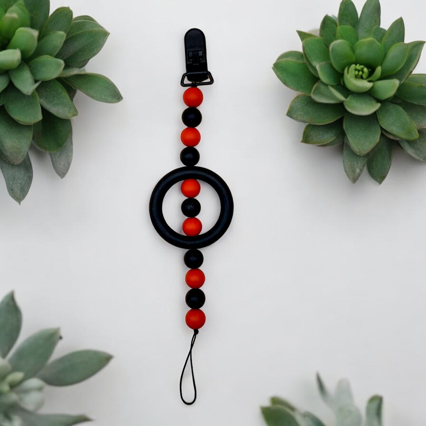 Silicone Beaded Pacifier Clip ~10” Length, Food-Safe Silicone, Multiple Cute Designs to Choose From!
