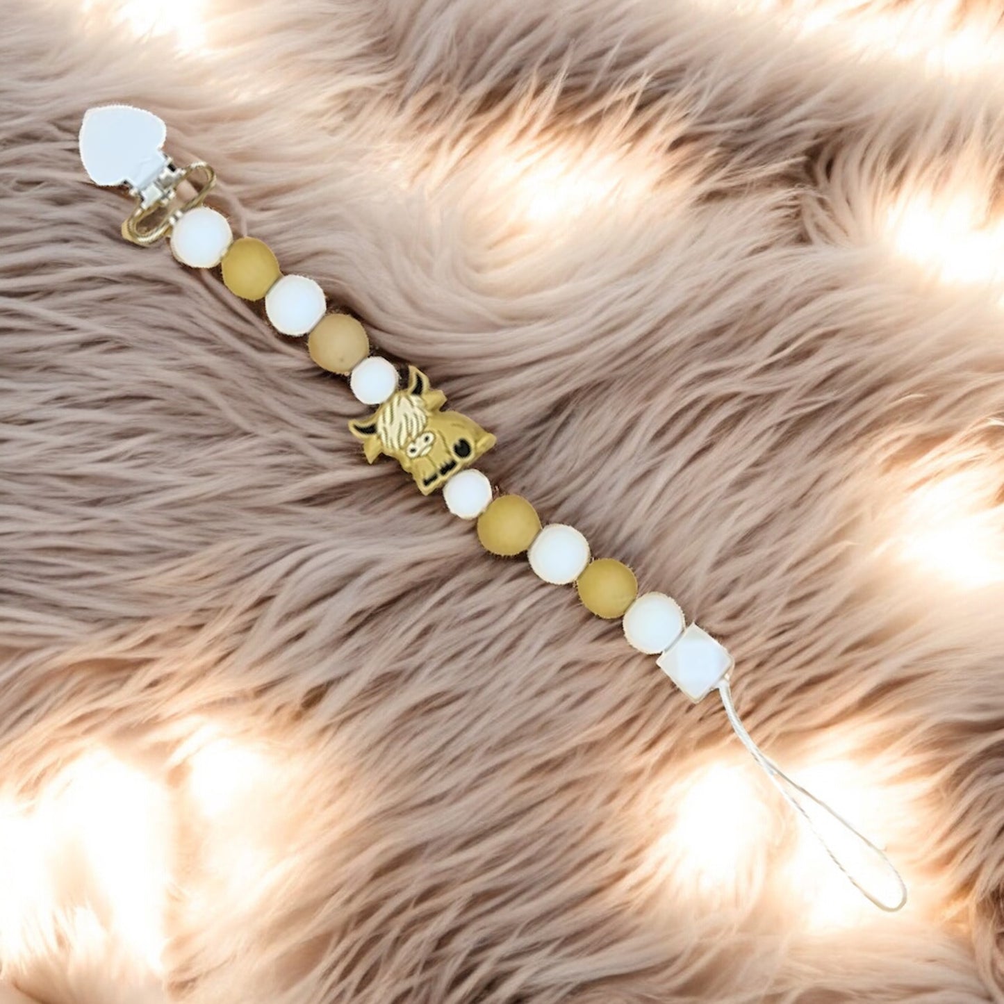 Silicone Beaded Pacifier Clip ~10” Length, Food-Safe Silicone, Multiple Cute Designs to Choose From!