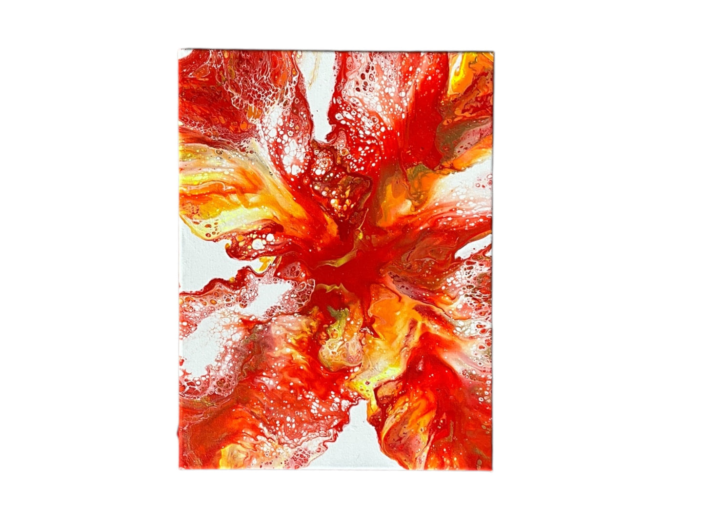 WanderLost Artz Original Canvas Paintings - Unique One of a Kind Original Canvas Painting with White Floating Frame for Home, Office, Gift Giving Fire Elemental