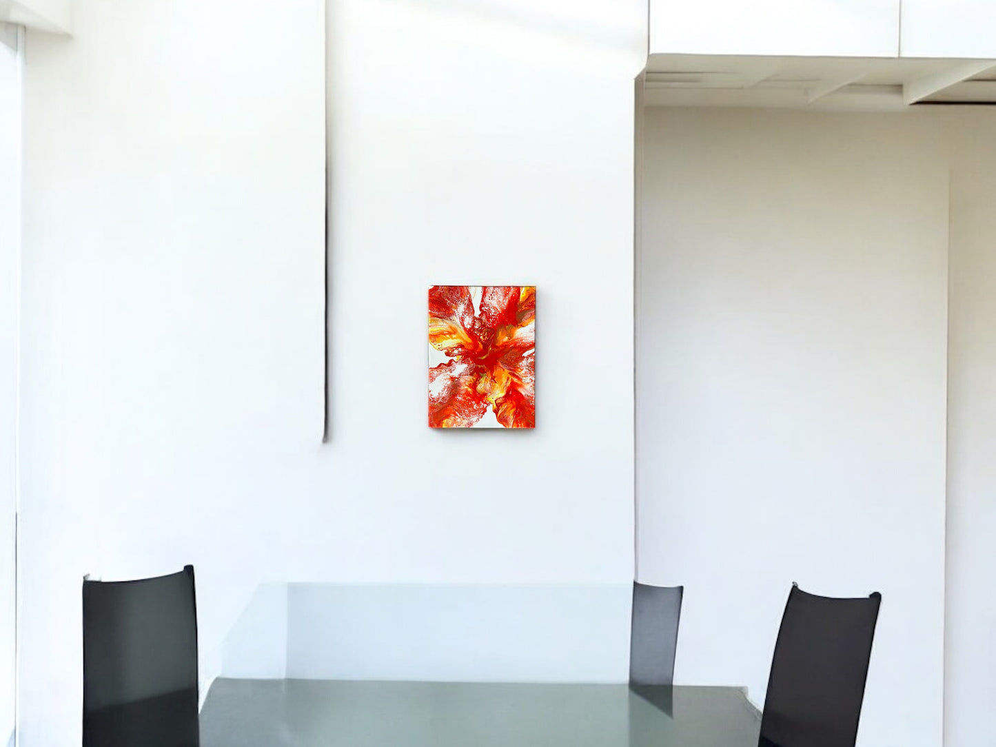 WanderLost Artz Original Canvas Paintings - Unique One of a Kind Original Canvas Painting with White Floating Frame for Home, Office, Gift Giving Fire Elemental