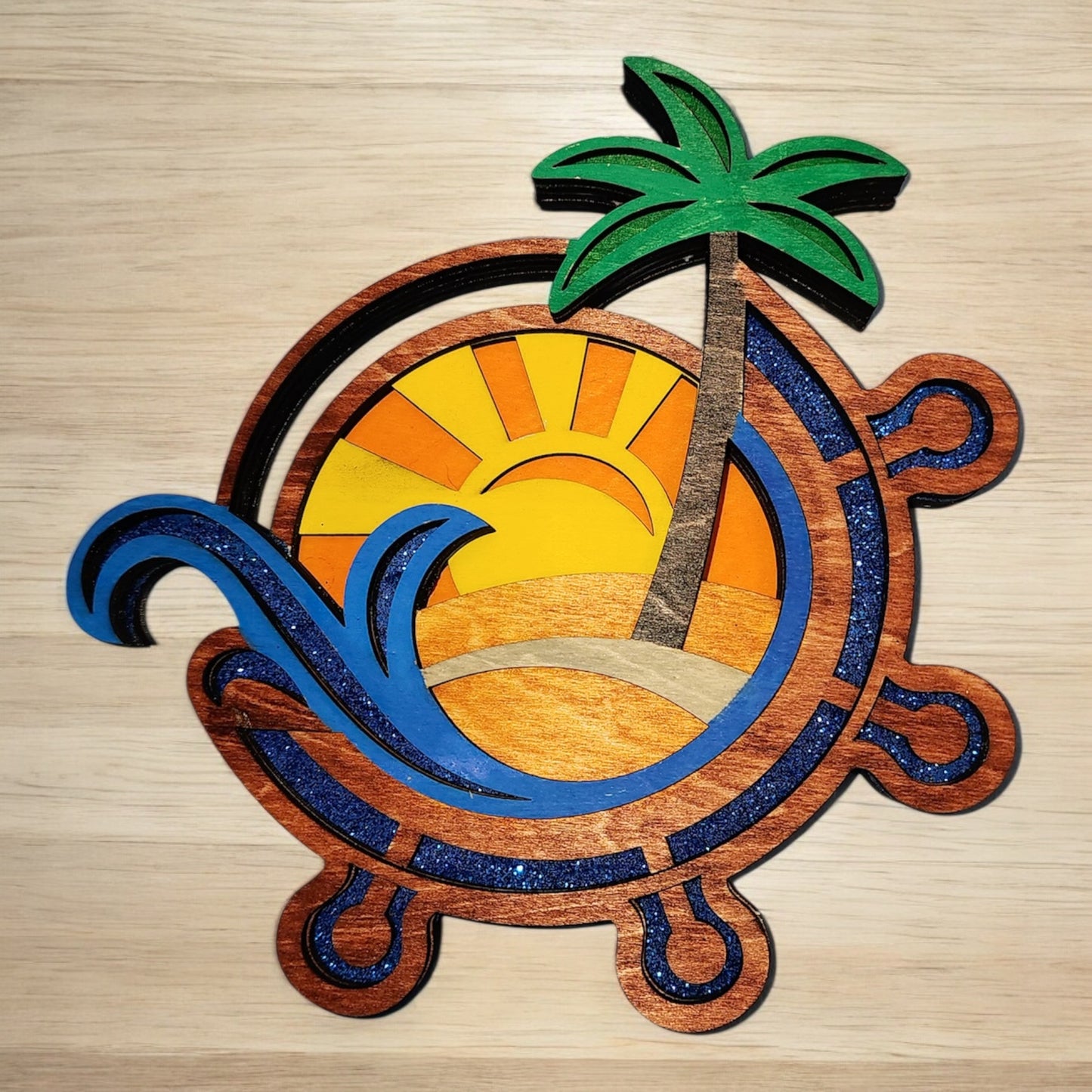 Vibrant 5-Layer Wooden Magnet — Bold Colors & Glitter Accents, Large 4–5" Statement Piece