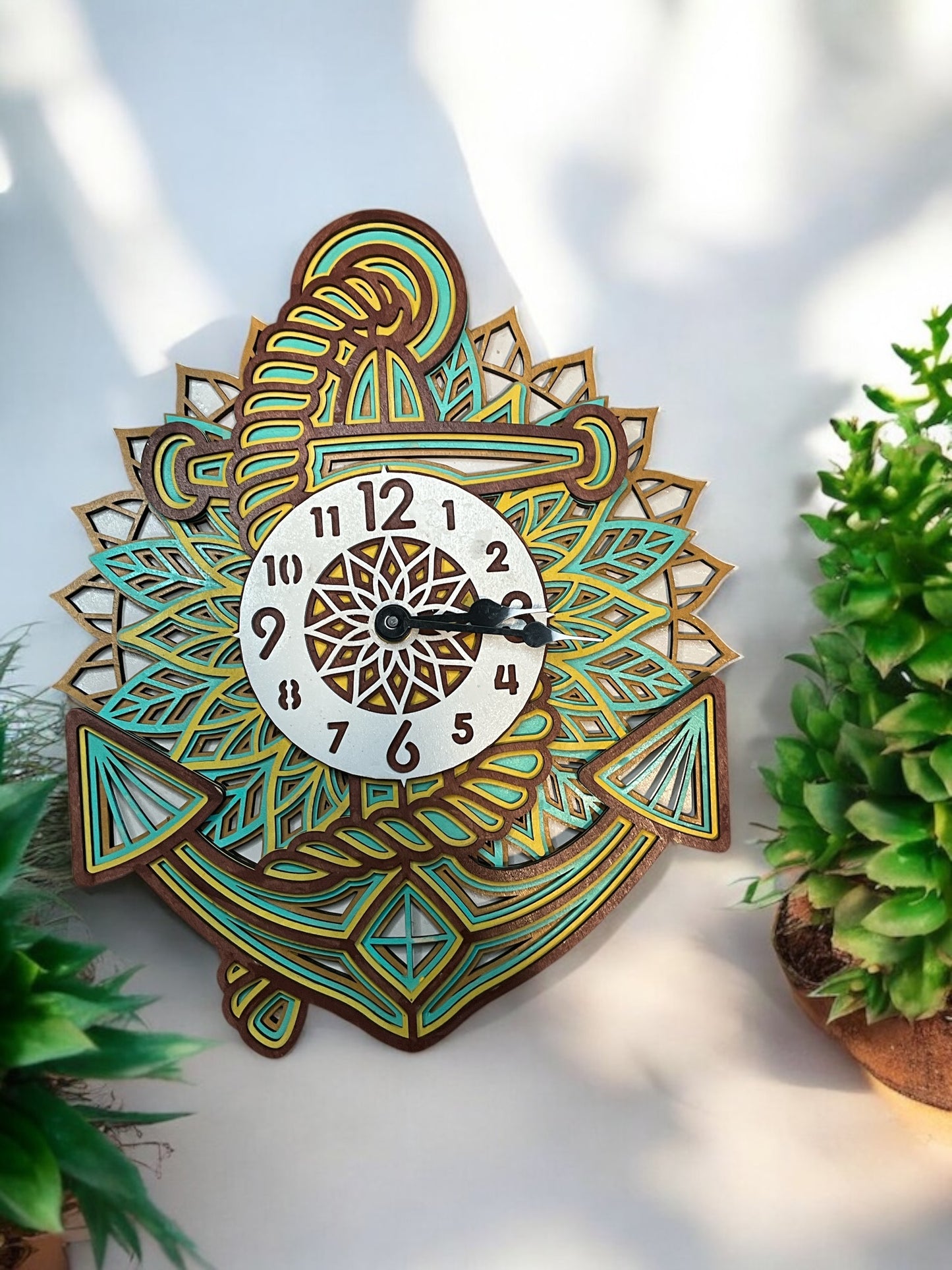 Handcrafted Nautical Anchor Wall Clock – Coastal Beach House Decor