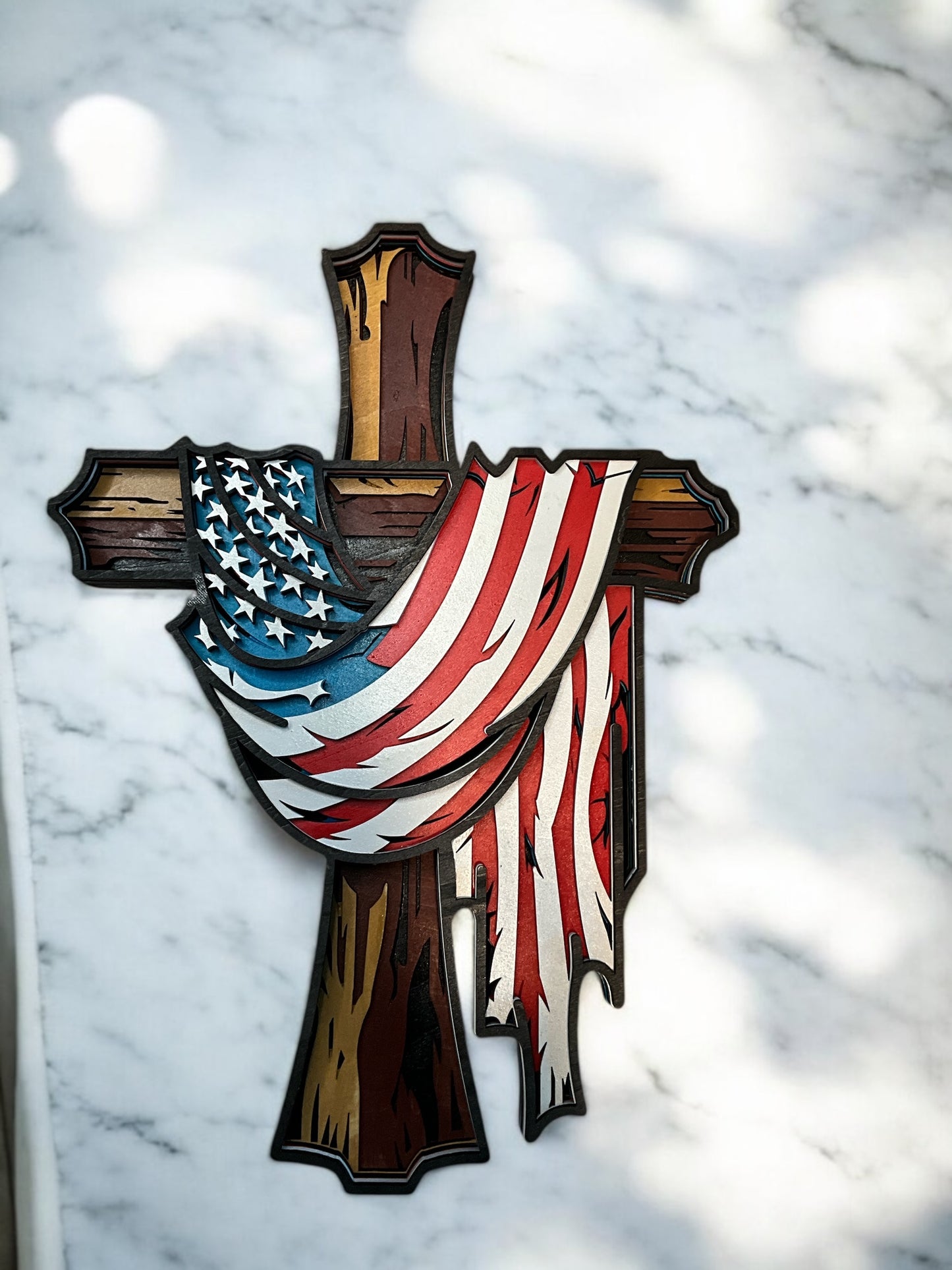 American Flag Cross Wall Art