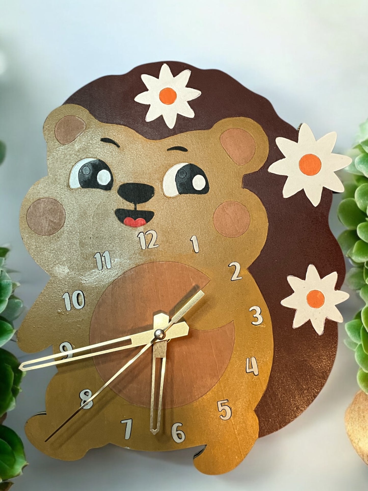 Cute Hedgehog Kids Wall Clock