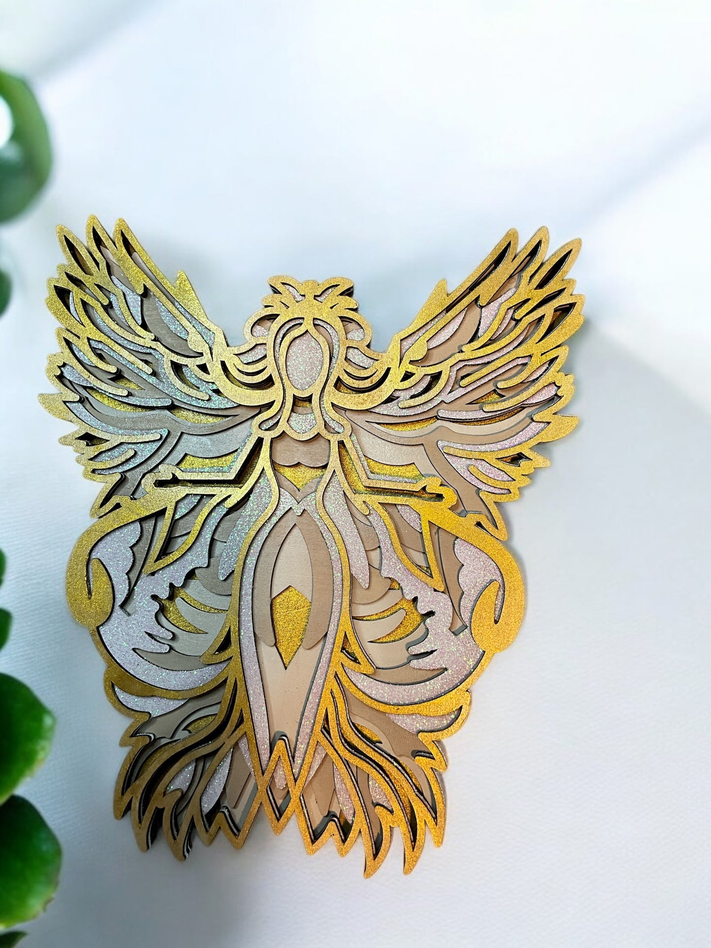 Handcrafted White & Gold Angel Wall Decor