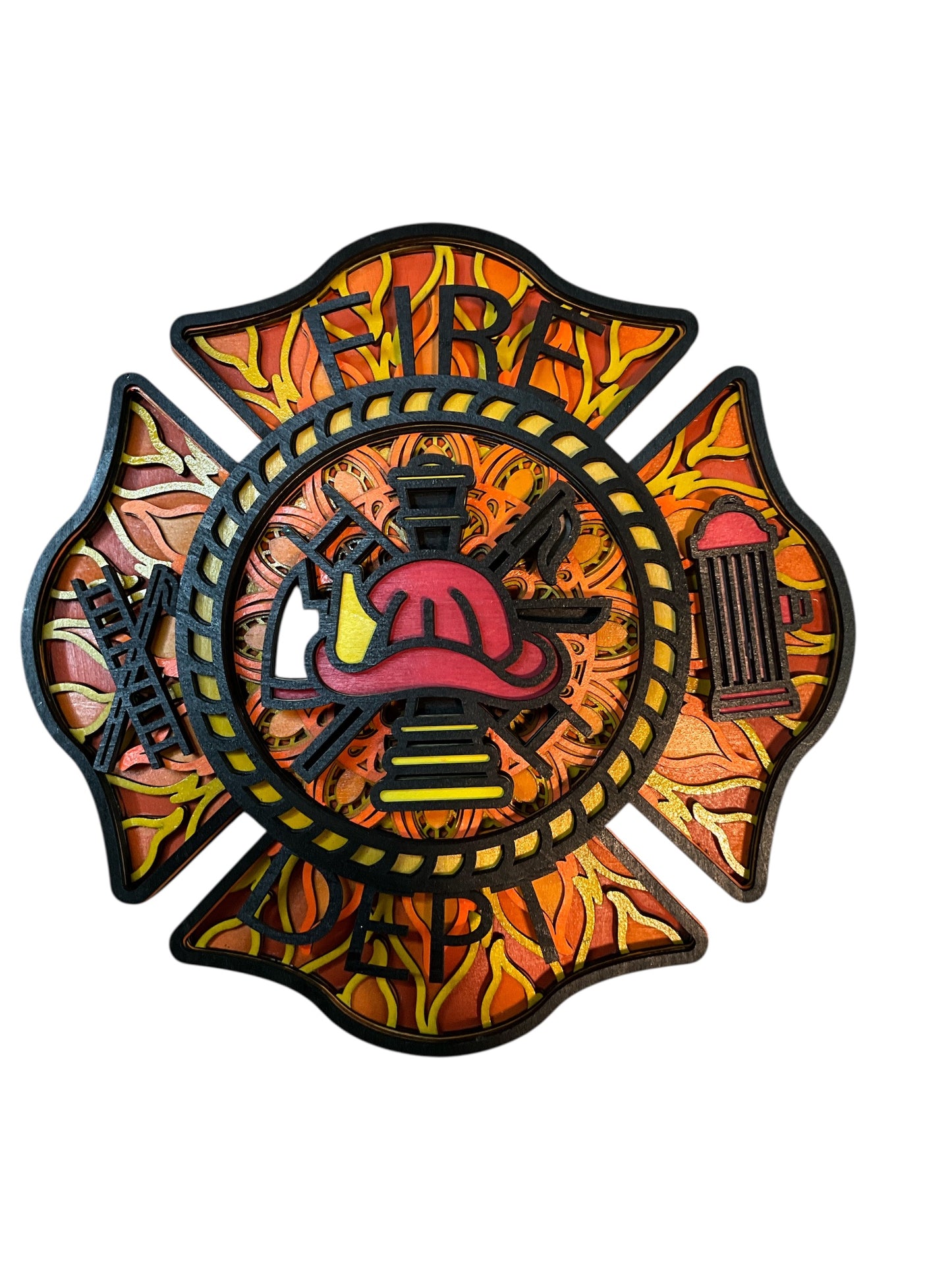 Firefighter Hard Hat Multilayer Wall Art