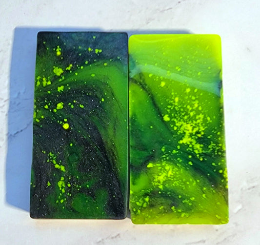 Handmade Resin Dominos -  Single Set of 28 Tiles for Kids Ages 3+,  Fun Educational Toy for the Classroom or Home, Excellent for Game Night or Travel - Green and Black Glow