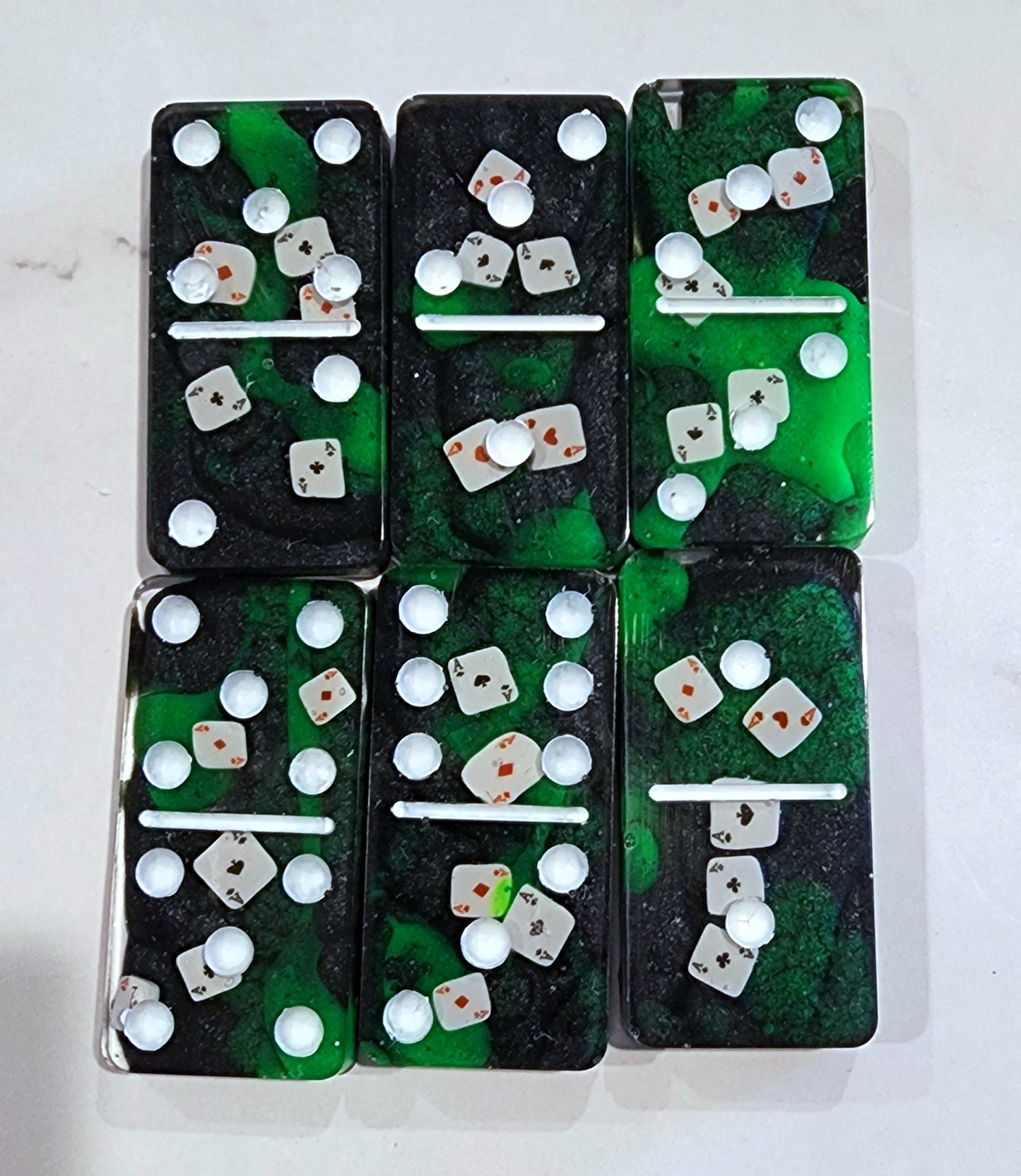 Handmade Resin Dominos -  Single Set of 28 Tiles for Kids Ages 3+,  Fun Educational Toy for the Classroom or Home - Poker Rules Domino