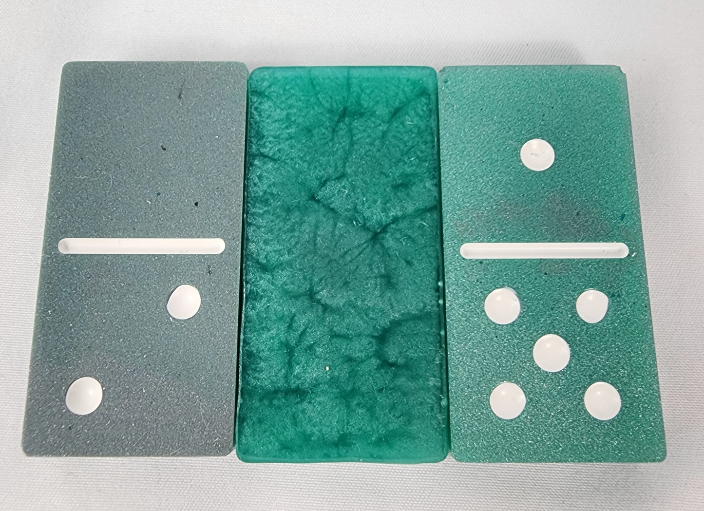 Handmade Resin Dominos -  Single Set of 28 Tiles for Kids Ages 3+,  Fun Educational Toy for the Classroom or Home, Excellent for Game Night or Travel - ( 2.75" x 1.75" x .25" in size ) Teal Glow