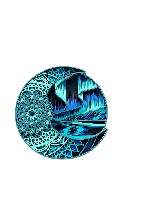 Aurora Moon 6-Layer 3D Clock Wall Art