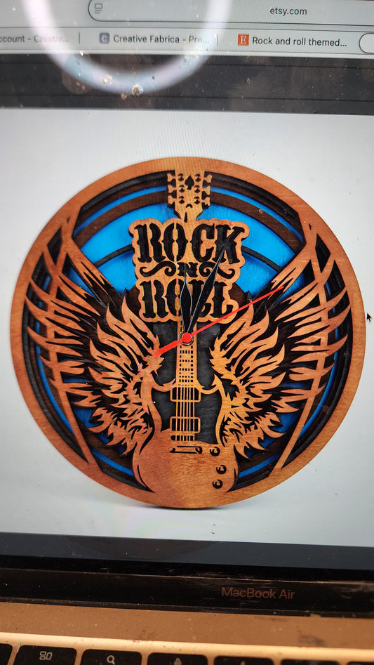 Rock & Roll Oak Wall Clock