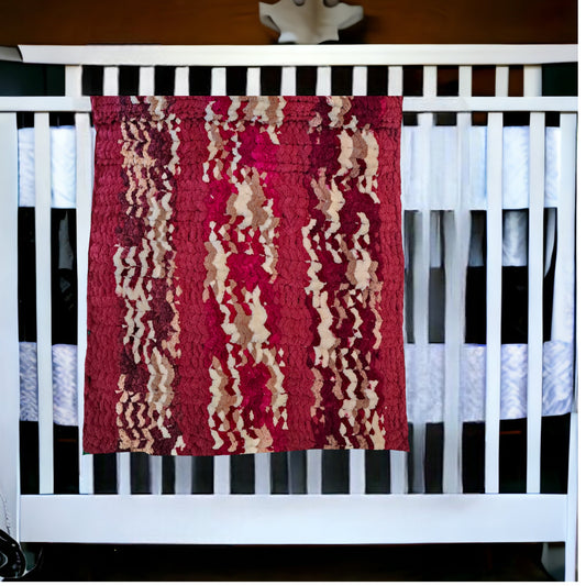 Cozy Super Soft Hand-Knit Chunky Chenille Blankets for Cribs, Baby Blanket from WanderLost Kids 30" x 40" Cranberry Mix