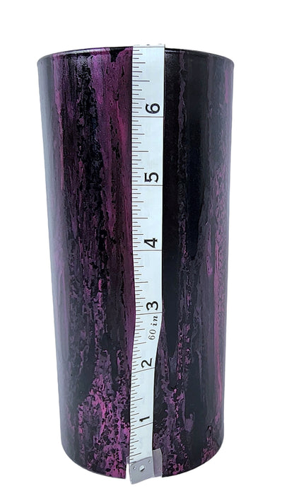 7" Cylinder Painted Glass Decorative Vase - Handmade Glass Flower Vase (Dark Purple and White)