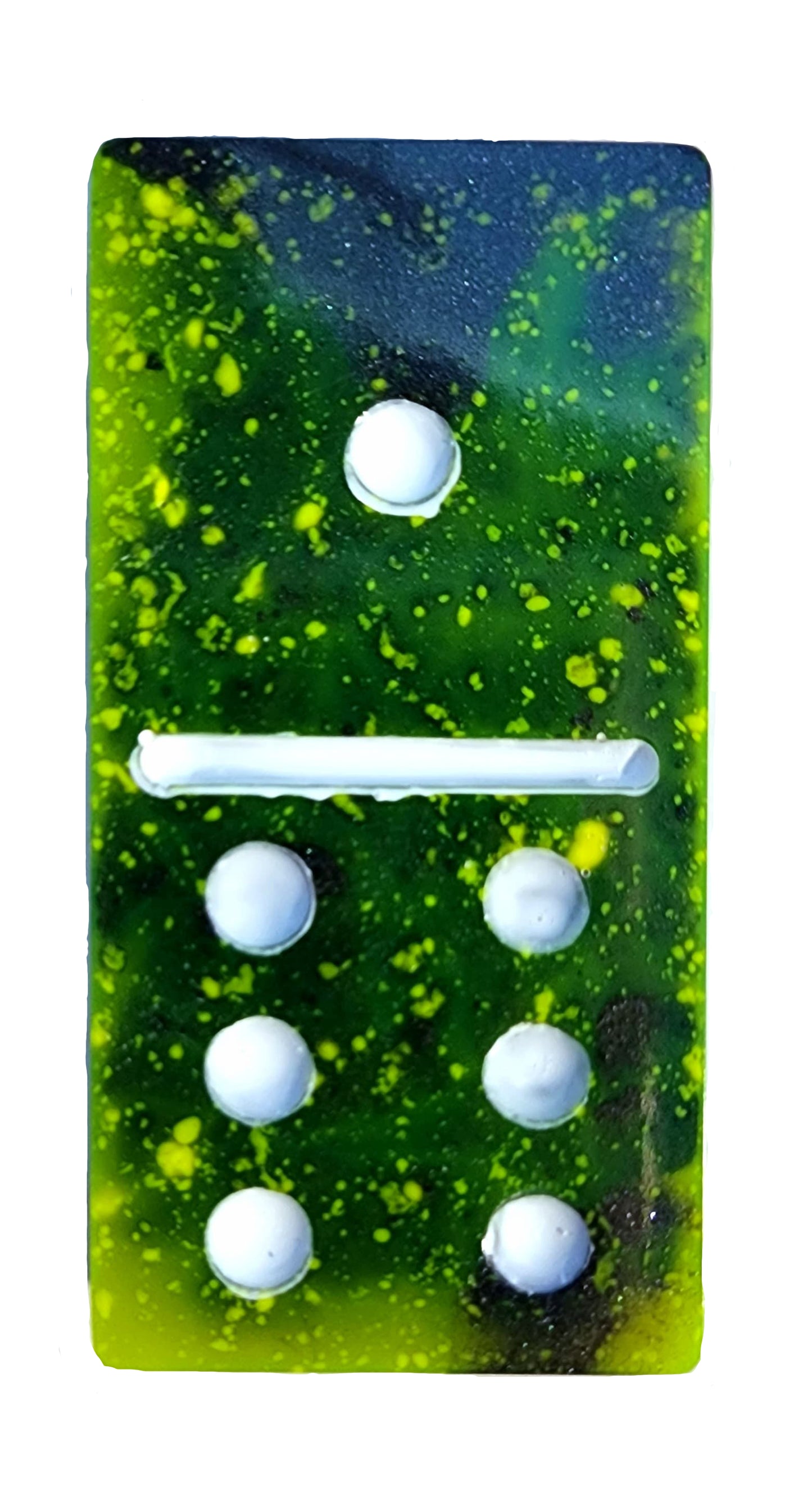 Handmade Resin Dominos -  Single Set of 28 Tiles for Kids Ages 3+,  Fun Educational Toy for the Classroom or Home, Excellent for Game Night or Travel - Green and Black Glow