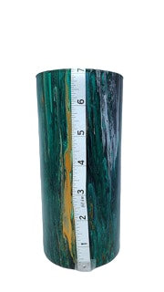 7" Cylinder Painted Glass Decorative Vase - Handmade Glass Flower Vase for Centerpieces, Décor, Flowers, Modern Home and Office Décor (Green and Gold)