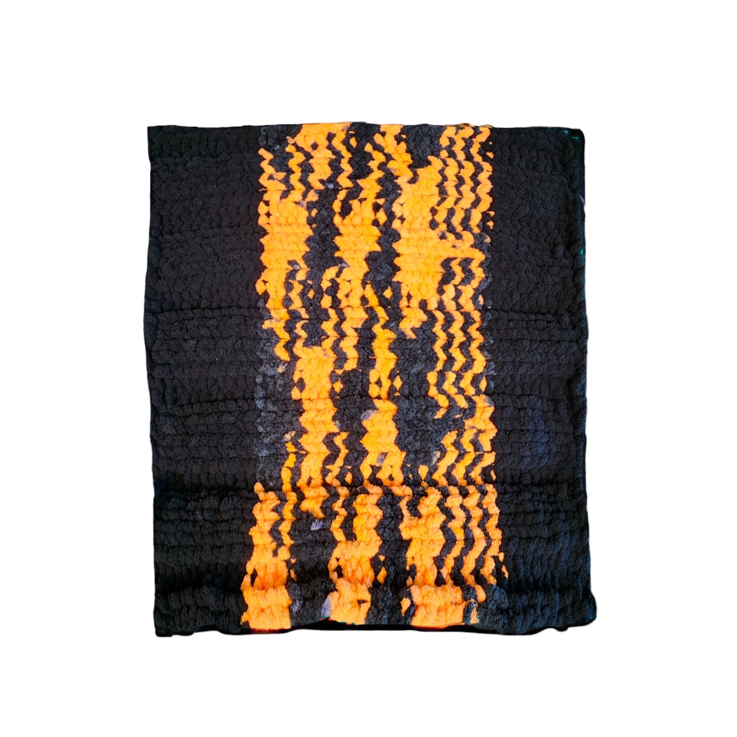 Cozy Wanderlost Kids Hand-Knit Chunky Chenille Blankets for Babies, Toddlers and Bigger Kids 38” x 55” Orange and Black