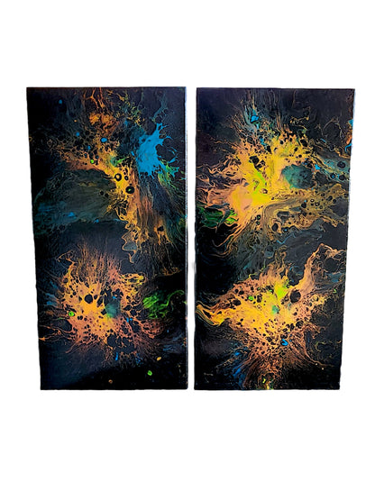 WanderLost Artz Original Canvas Paintings - Unique One of a Kind Original Canvas Paintings for Home, Office, Gift Giving (Universe Twins)