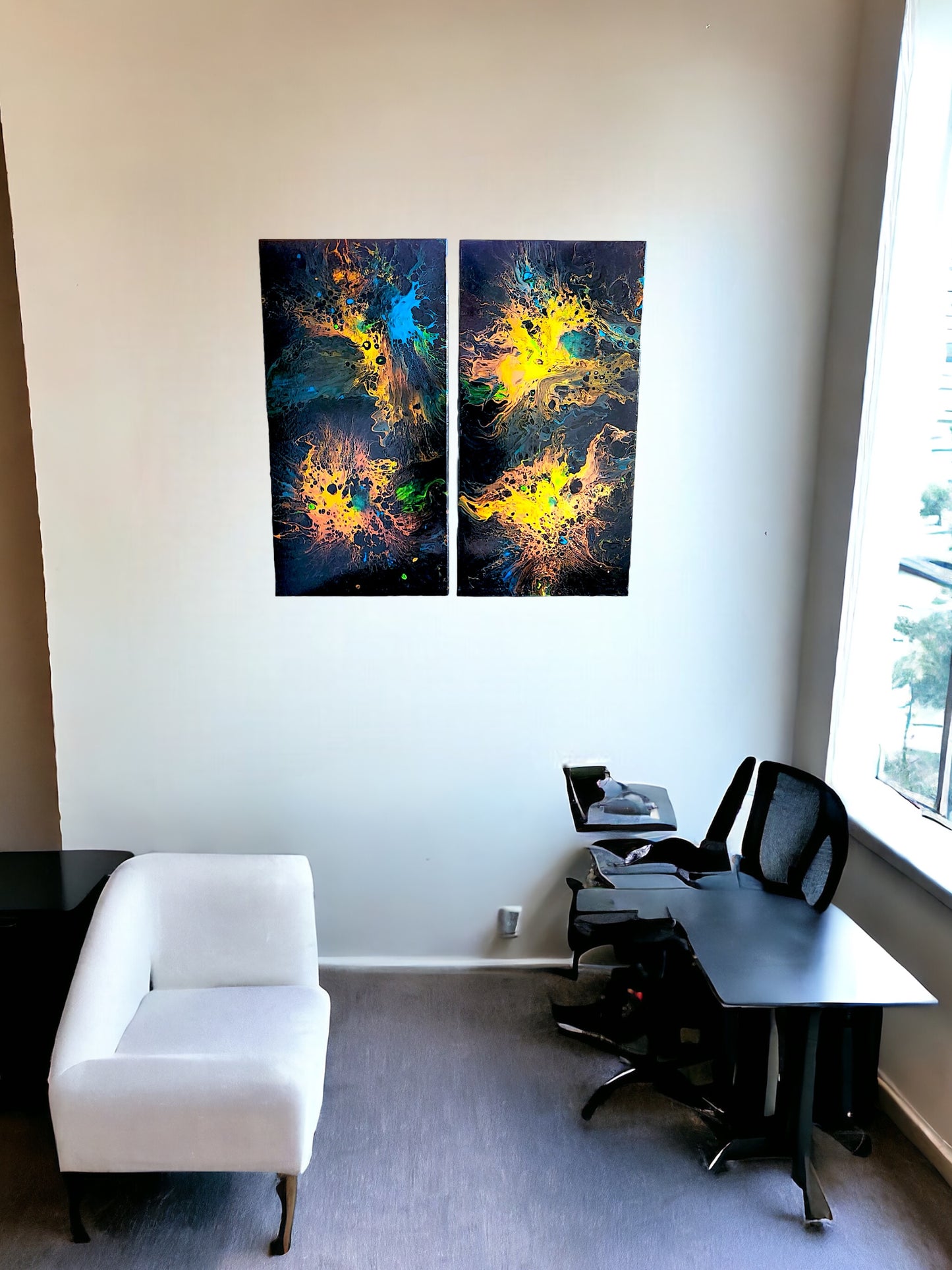 WanderLost Artz Original Canvas Paintings - Unique One of a Kind Original Canvas Paintings for Home, Office, Gift Giving (Universe Twins)