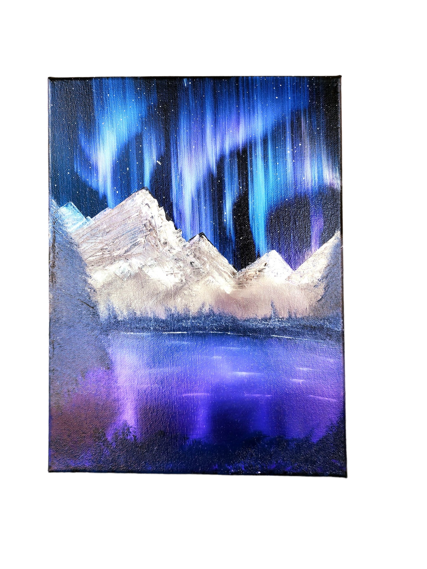 Aurora Night Purple - Original Oil Painting by WanderLost Art - Unique One of a Kind Original Canvas Paintings for Home, Office, Gift Giving 9" X 12"