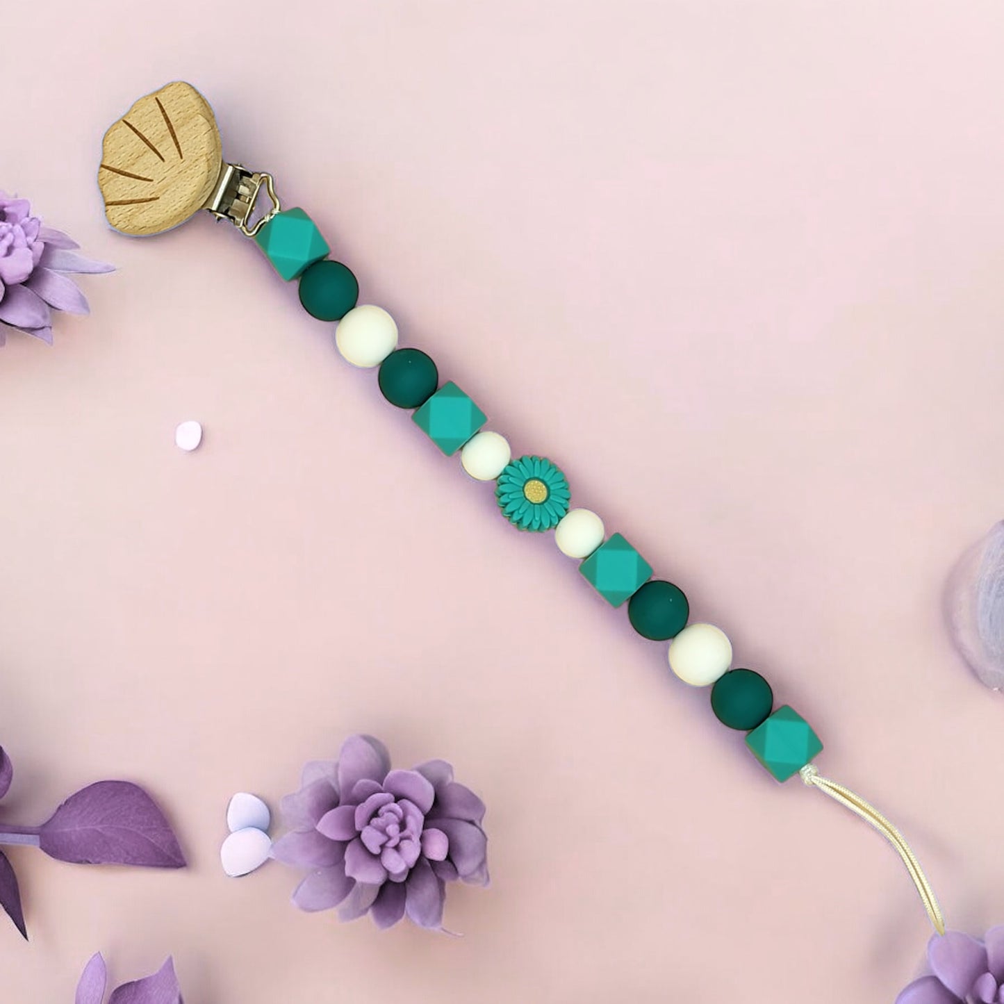 Silicone Beaded Pacifier Clip  ~10” Length, Food-Safe Silicone, Multiple Cute Designs to Choose From!