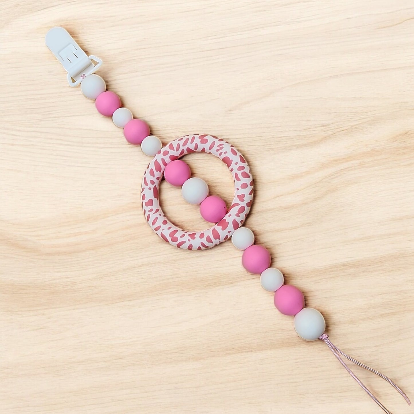 Silicone Beaded Pacifier Clip  ~10” Length, Food-Safe Silicone, Multiple Cute Designs to Choose From!