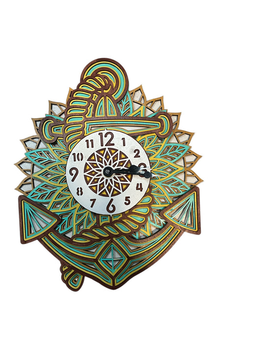 Handcrafted Nautical Anchor Wall Clock – Coastal Beach House Decor