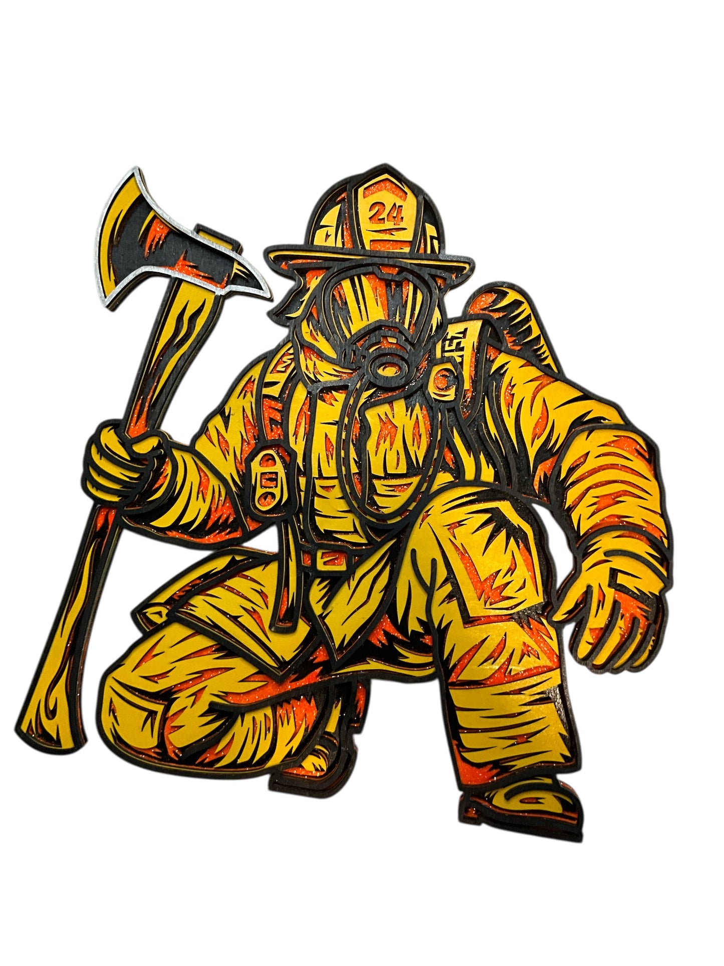 Firefighter Kneeling in Honor