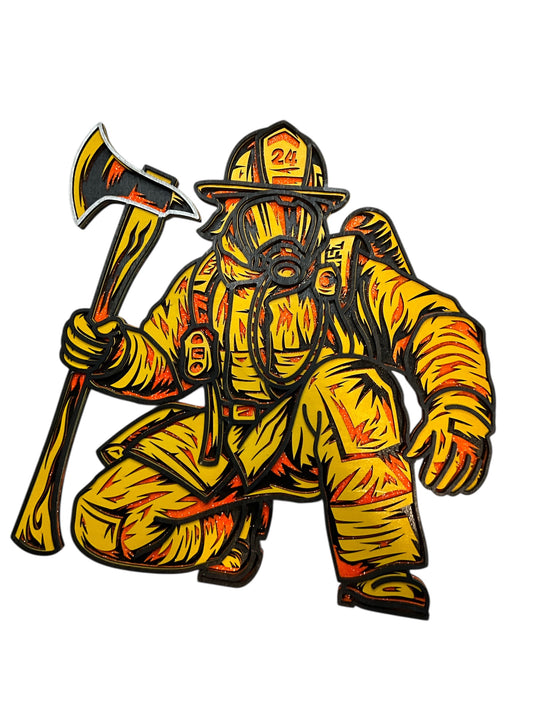 Firefighter Kneeling in Honor