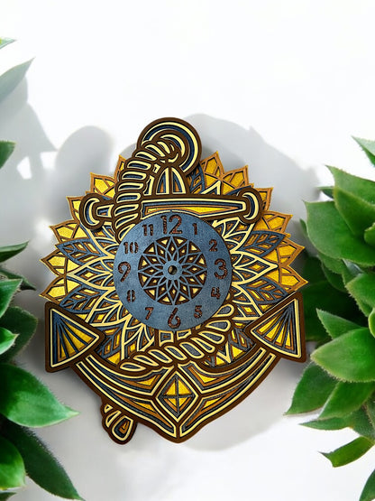 Handcrafted Nautical Anchor Wall Clock – Coastal Beach House Decor