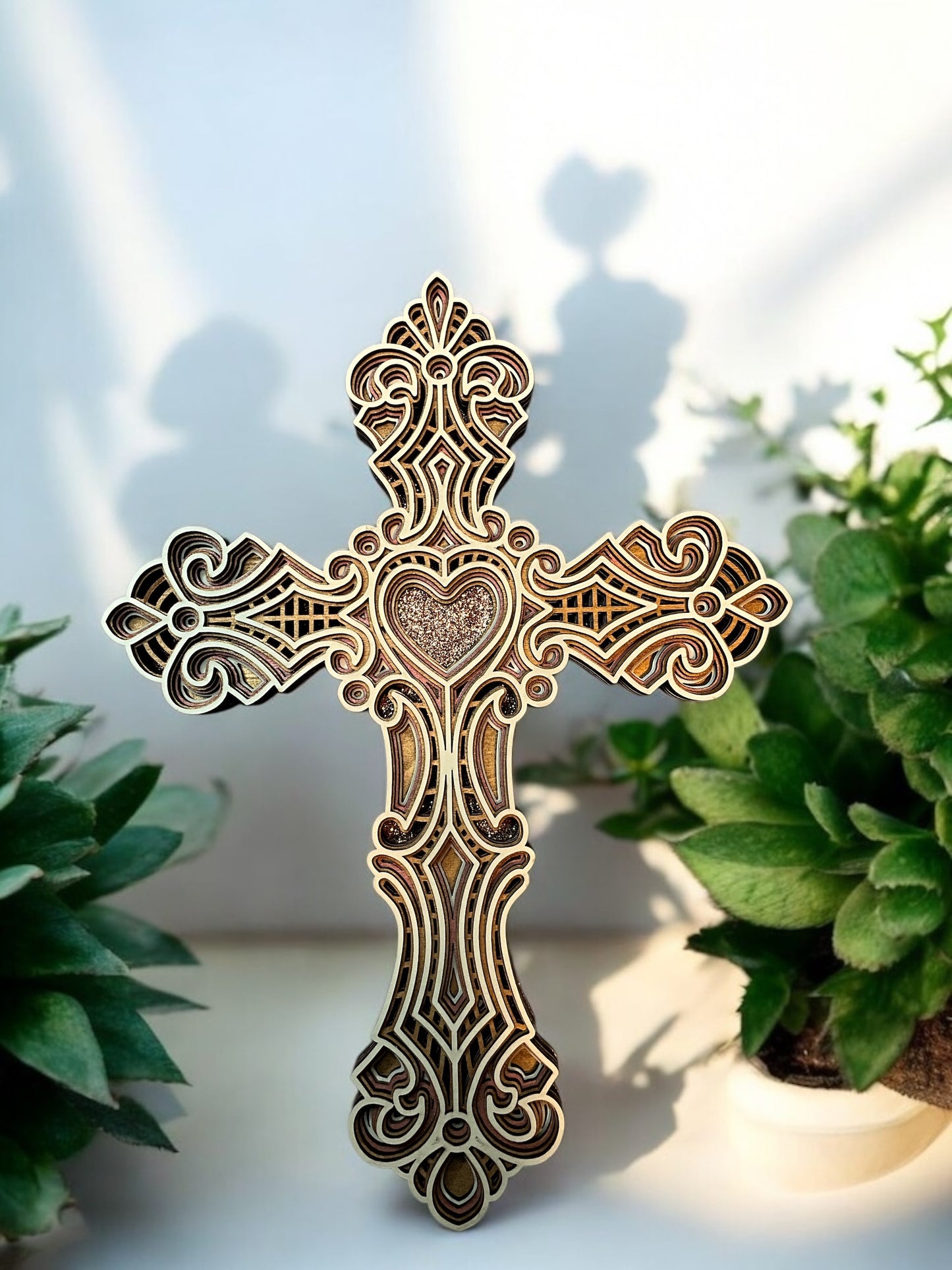Mandala Cross with Heart