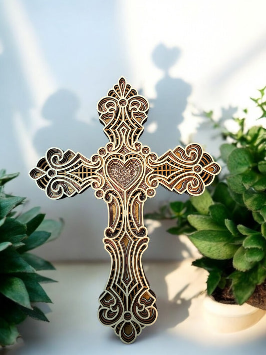 Mandala Cross with Heart