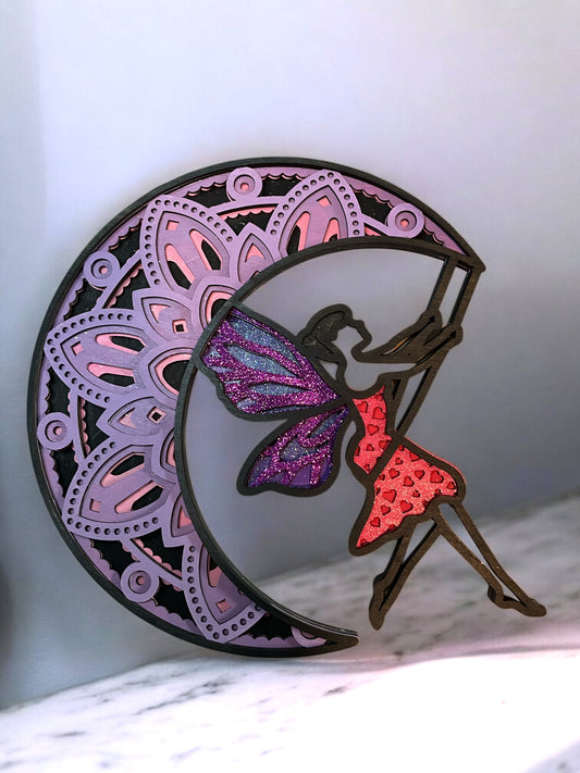 WanderLost Artz Fairy on Crescent Moon Rope Swing