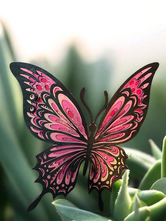 Pink Glitter Butterfly Multilayer Wall Art