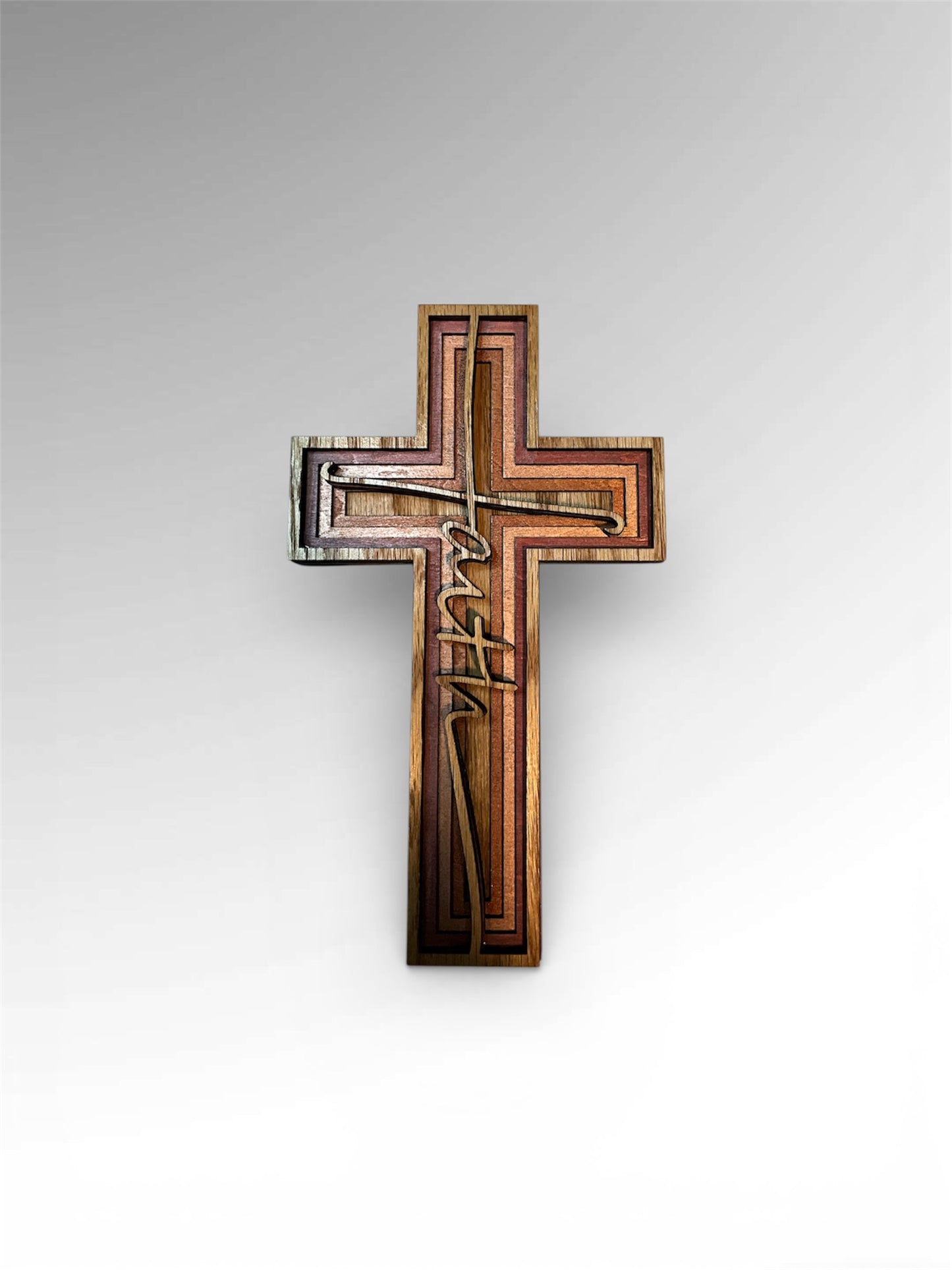 Layered Wooden Cross with “FAITH”