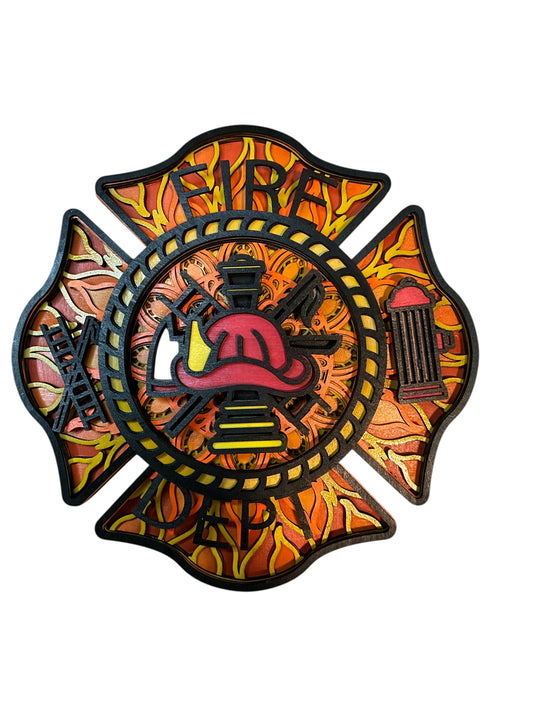 Firefighter Hard Hat Multilayer Wall Art