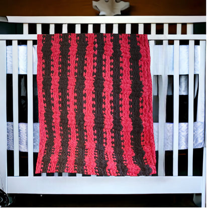 Cozy Super Soft Hand-Knit Chunky Chenille Blankets for Babies, Toddlers & Bigger Kids from WanderLost Kids 38” x 58” Red & Black Striped