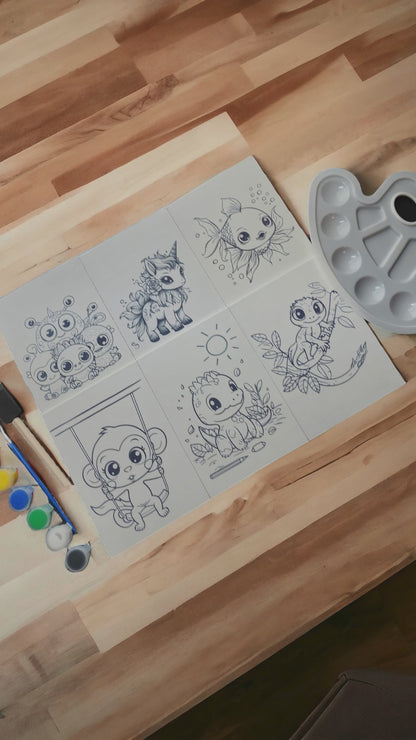 WanderLost Kids Painting Kits:  Colorful Adventures for Little Artists! Easter Edition - Ready-to-Paint Coloring Book Inspired Canvas Painting Kits for Kids Ages 4 and Up