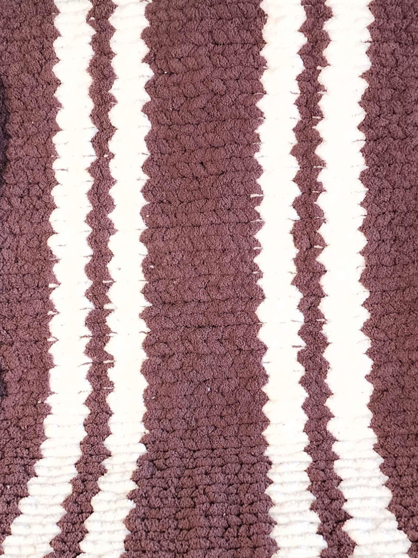 Cozy Super Soft Hand-Knit Chunky Chenille Blankets for Cribs, Baby Blanket from Wanderlost Kids 30" x 40" Mauve Stripes